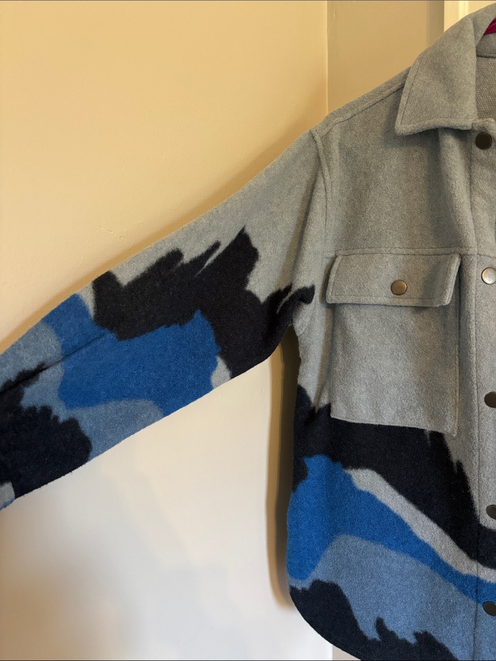 Wild Fable Wool-Blend Mens Jacket with Blue Graphic Pattern - Picture 3 of 3